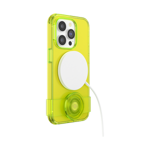 Limón Neón • iPhone 14 Pro con Slide Grip, PopSockets