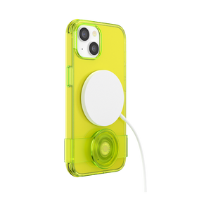 Limón Neón • iPhone 14 con Slide Grip, PopSockets