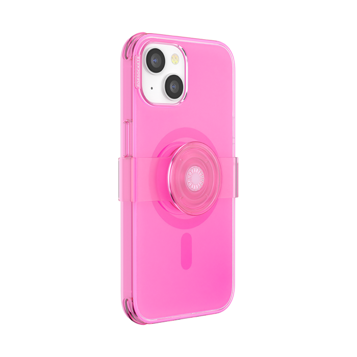 Rosa Neón • iPhone 14 MagSafe® con Slide Grip, PopSockets