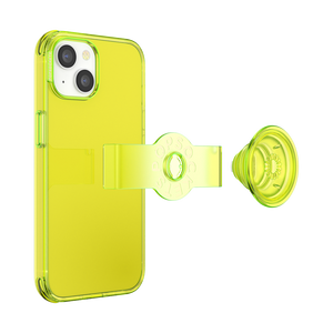 Limón Neón • iPhone 14 con Slide Grip, PopSockets