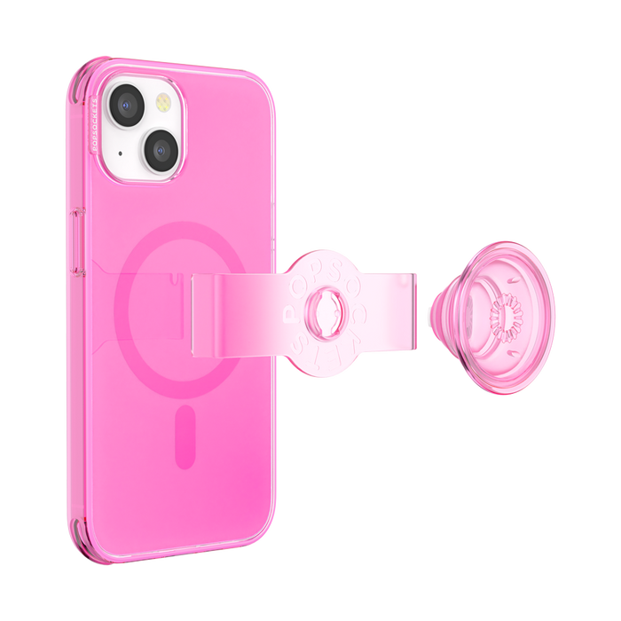 Rosa Neón • iPhone 14 MagSafe® con Slide Grip, PopSockets