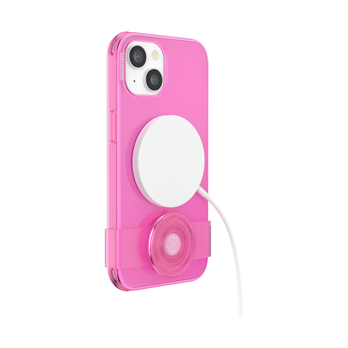 Rosa Neón • iPhone 14 MagSafe® con Slide Grip, PopSockets