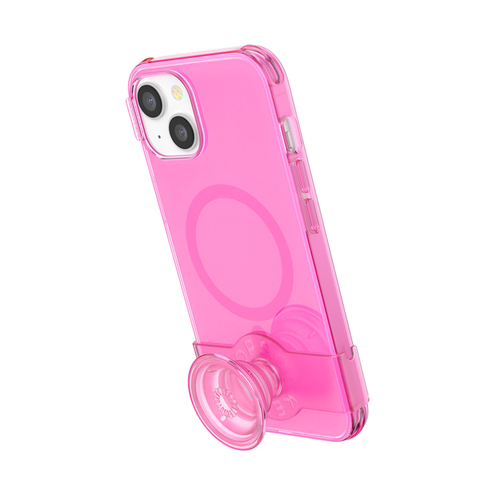 Rosa Neón • iPhone 14 MagSafe® con Slide Grip, PopSockets