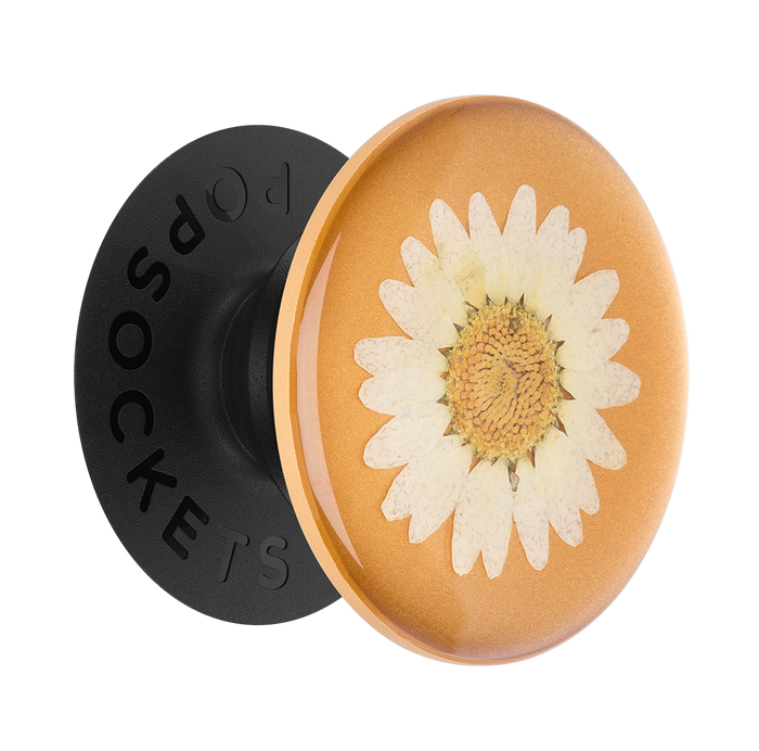 Flor Real en Resina Amarilla, PopSockets