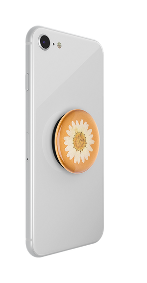 Flor Real en Resina Amarilla, PopSockets